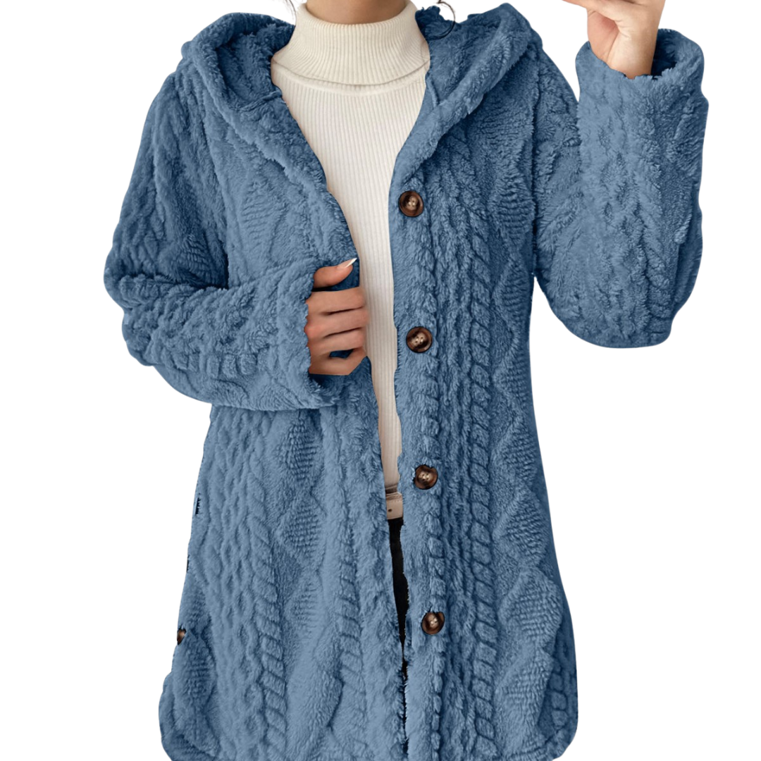 CLOVER™ | Cozy Jacquard Fuzzy Hooded Cardigan