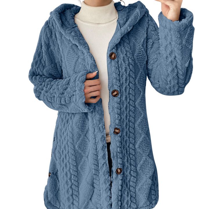 CLOVER™ | Cozy Jacquard Fuzzy Hooded Cardigan
