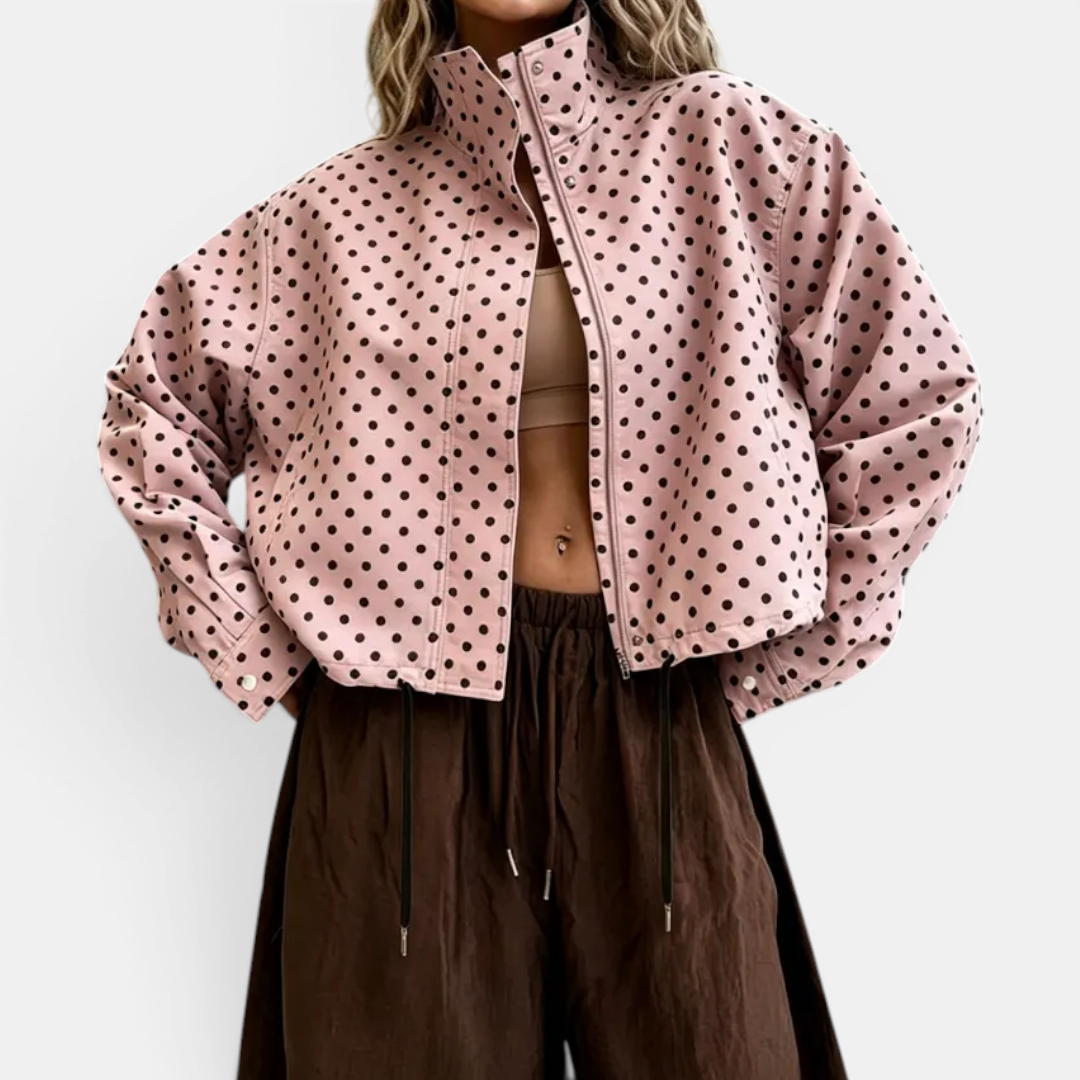 PELLA™ – Polka Dot Color-Block Blazer Jacket