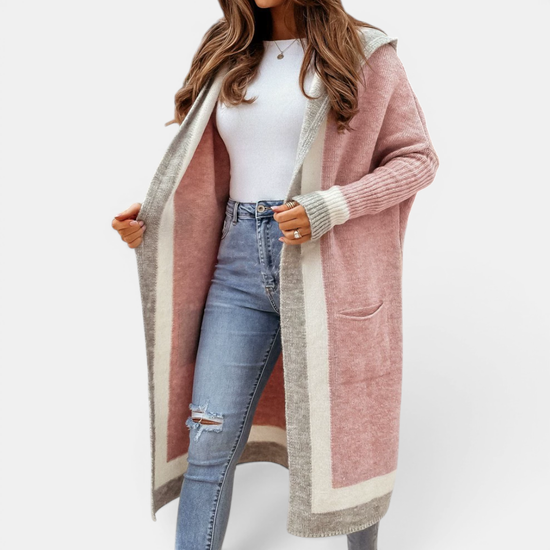 TOLVIE™ | Cozy Striped Hooded Long Cardigan