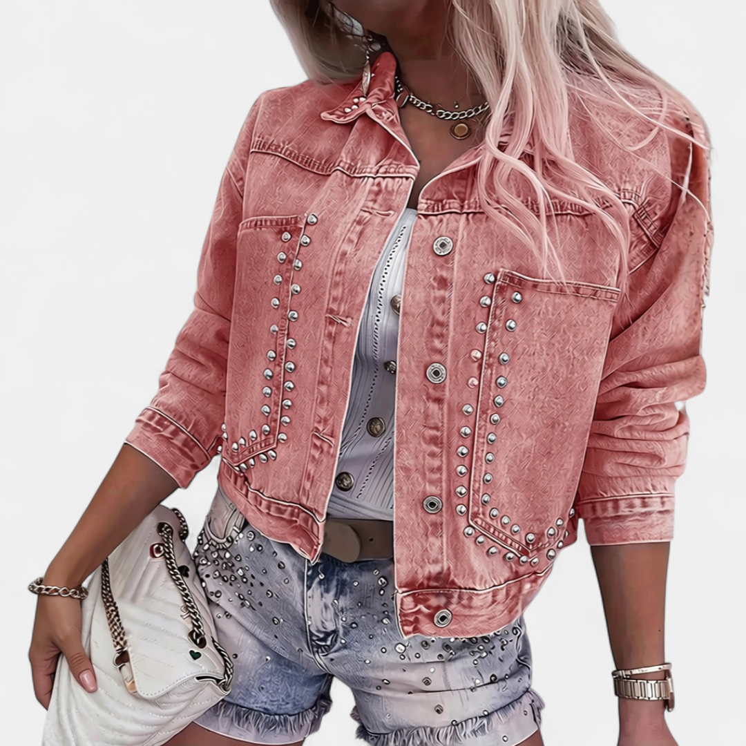 DECKER™ – Studded Lapel Rivet Denim Jacket