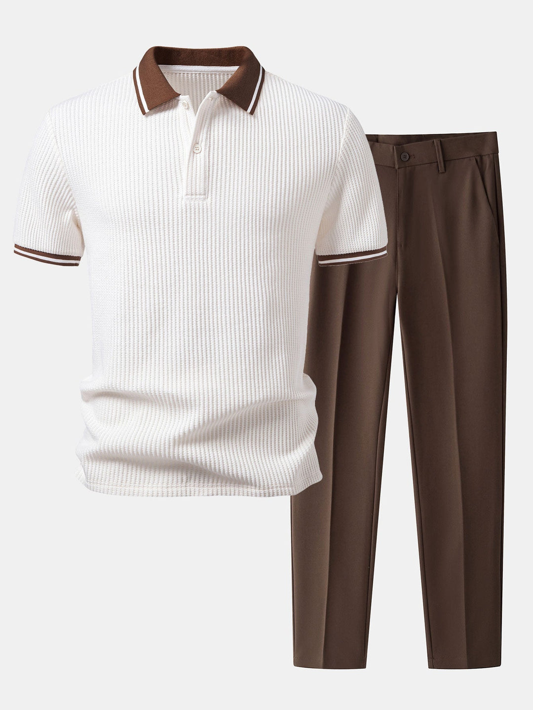 Vince | Contrast Stripe Trim Waffle Polo & Slim Fit Tapered Trousers