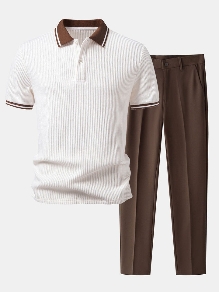 Vince | Contrast Stripe Trim Waffle Polo & Slim Fit Tapered Trousers