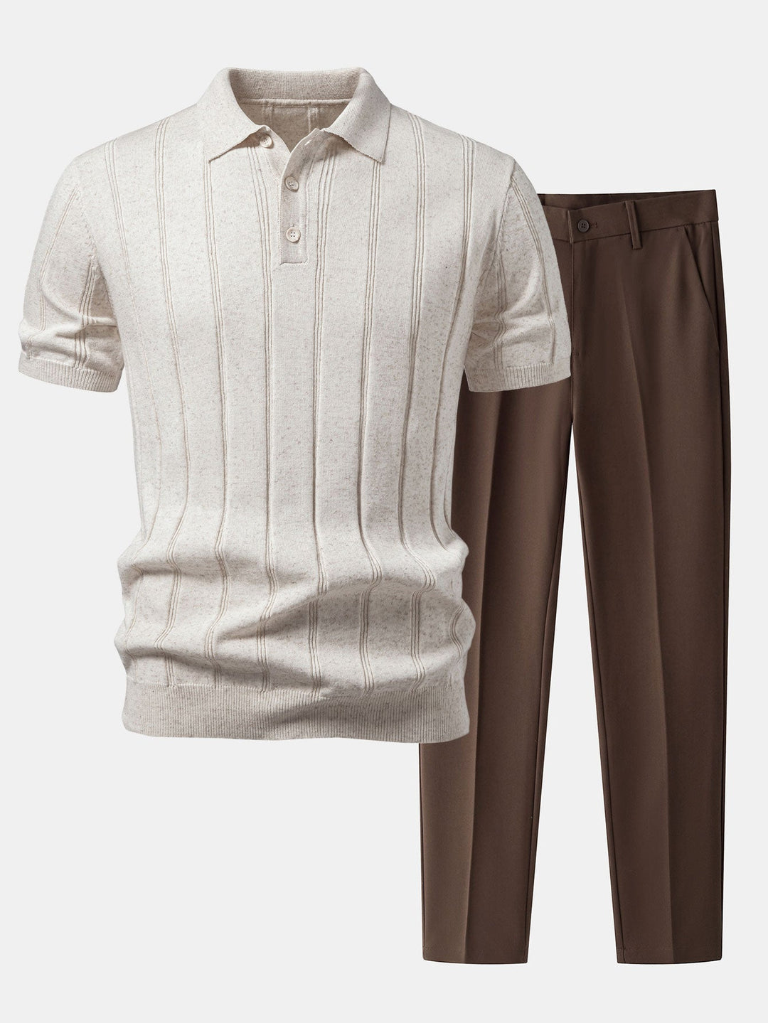 Caldwell | Linen Ribbed Knit Polo & Slim Fit Tapered Trousers