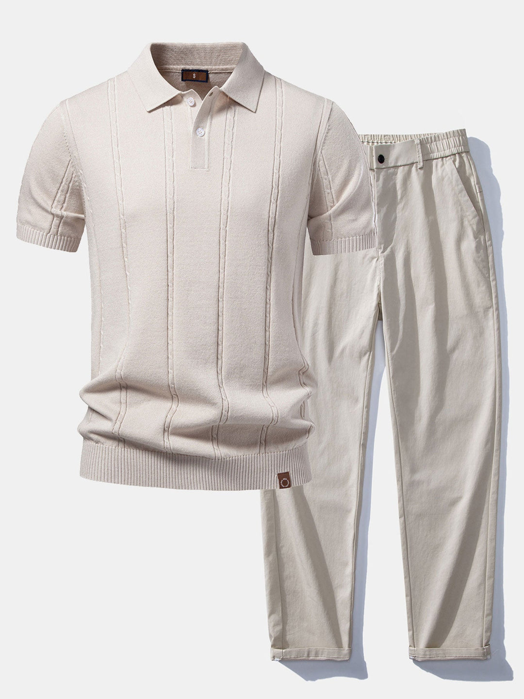 Bob | Twist Knit Polo & Elastic Waist Straight Leg Trousers