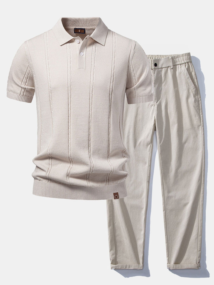 Bob | Twist Knit Polo & Elastic Waist Straight Leg Trousers