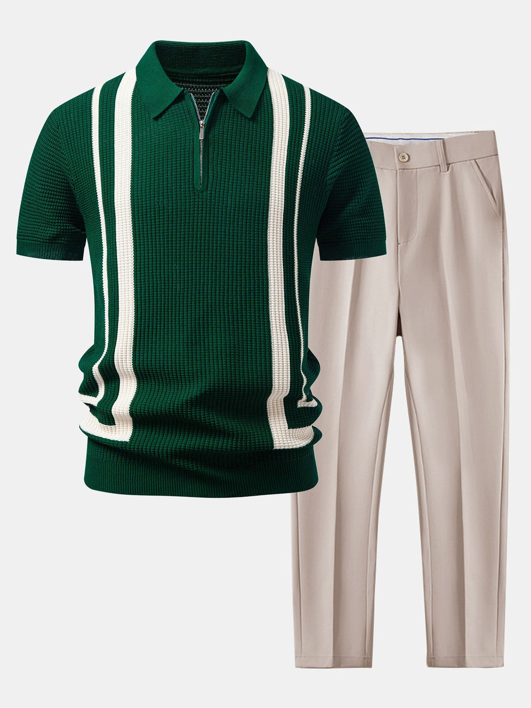Bronny | Contrast Zipper Polo & Slim Fit Tapered Trousers