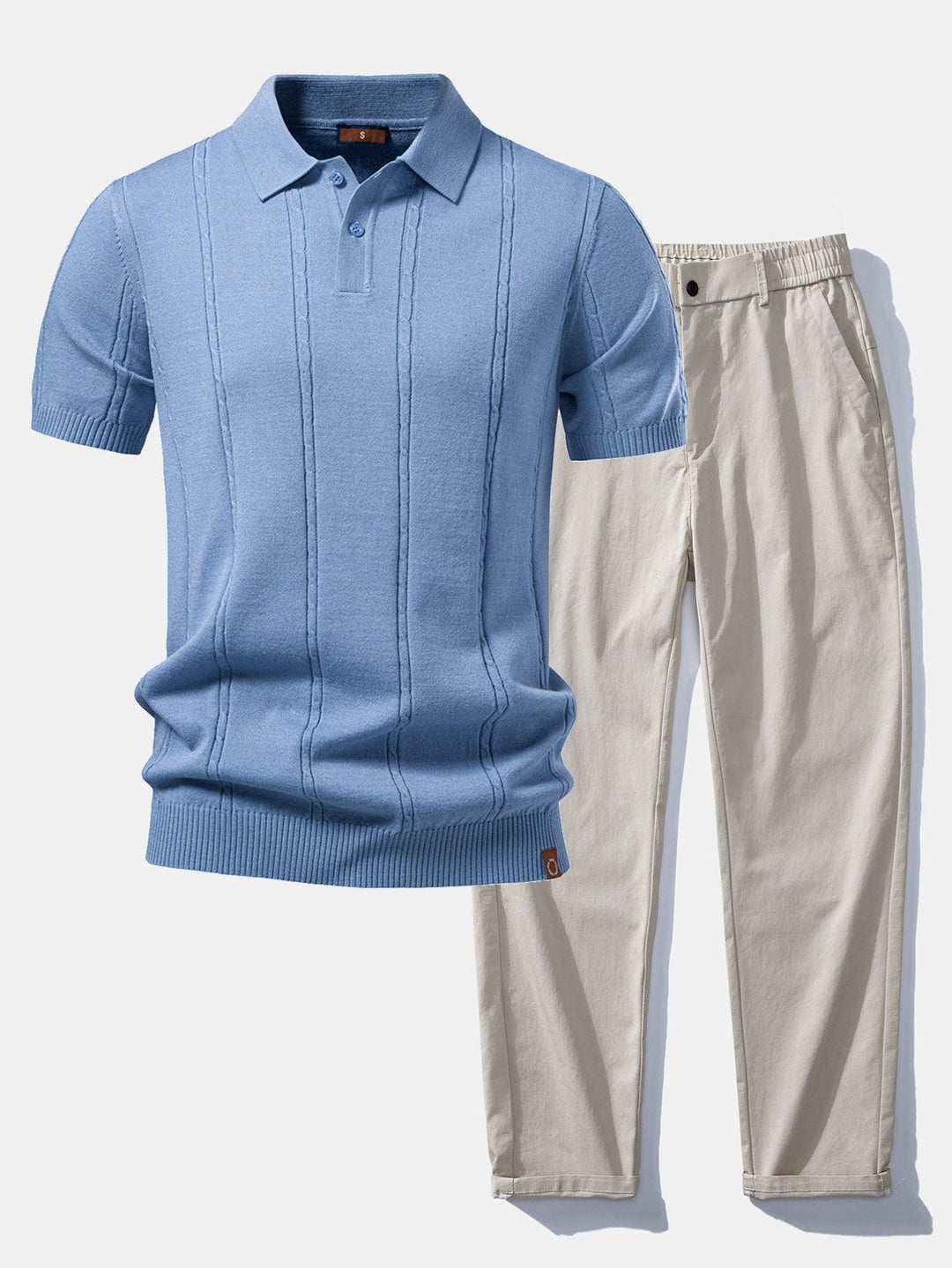 Bob | Twist Knit Polo & Elastic Waist Straight Leg Trousers