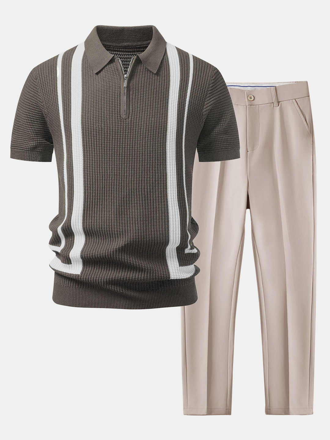 Bronny | Contrast Zipper Polo & Slim Fit Tapered Trousers