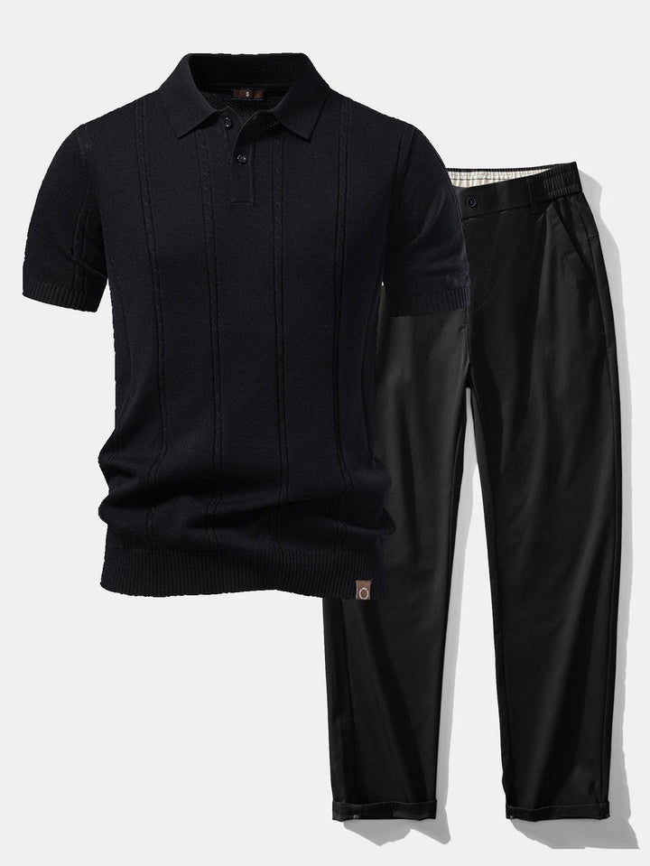 Bob | Twist Knit Polo & Elastic Waist Straight Leg Trousers