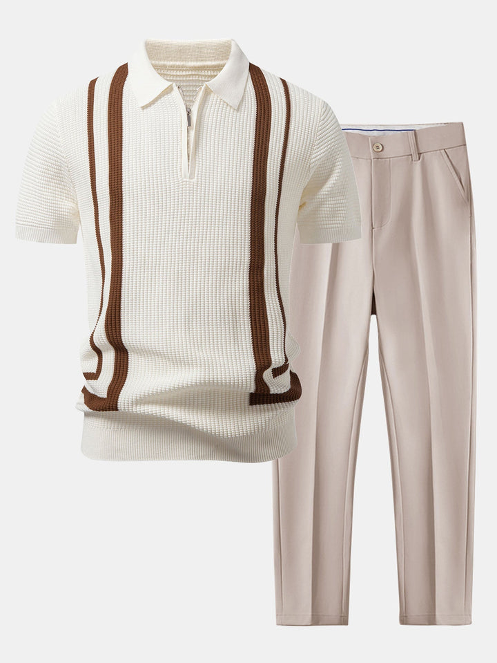 Bronny | Contrast Zipper Polo & Slim Fit Tapered Trousers