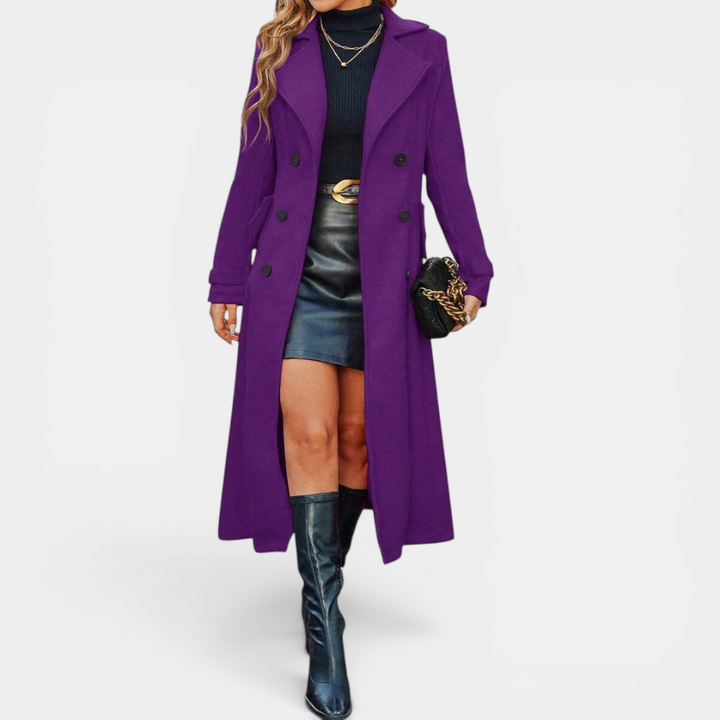 LEONILLE™ – Double-Breasted Wool Long Coat
