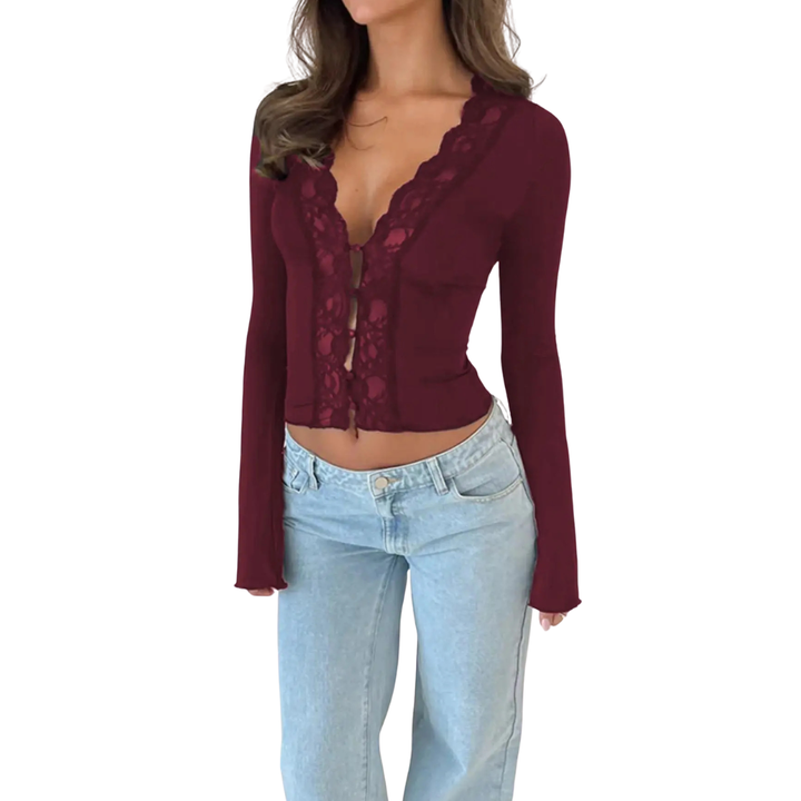 ROXANNE™ | Lace Cropped Cardigan Top
