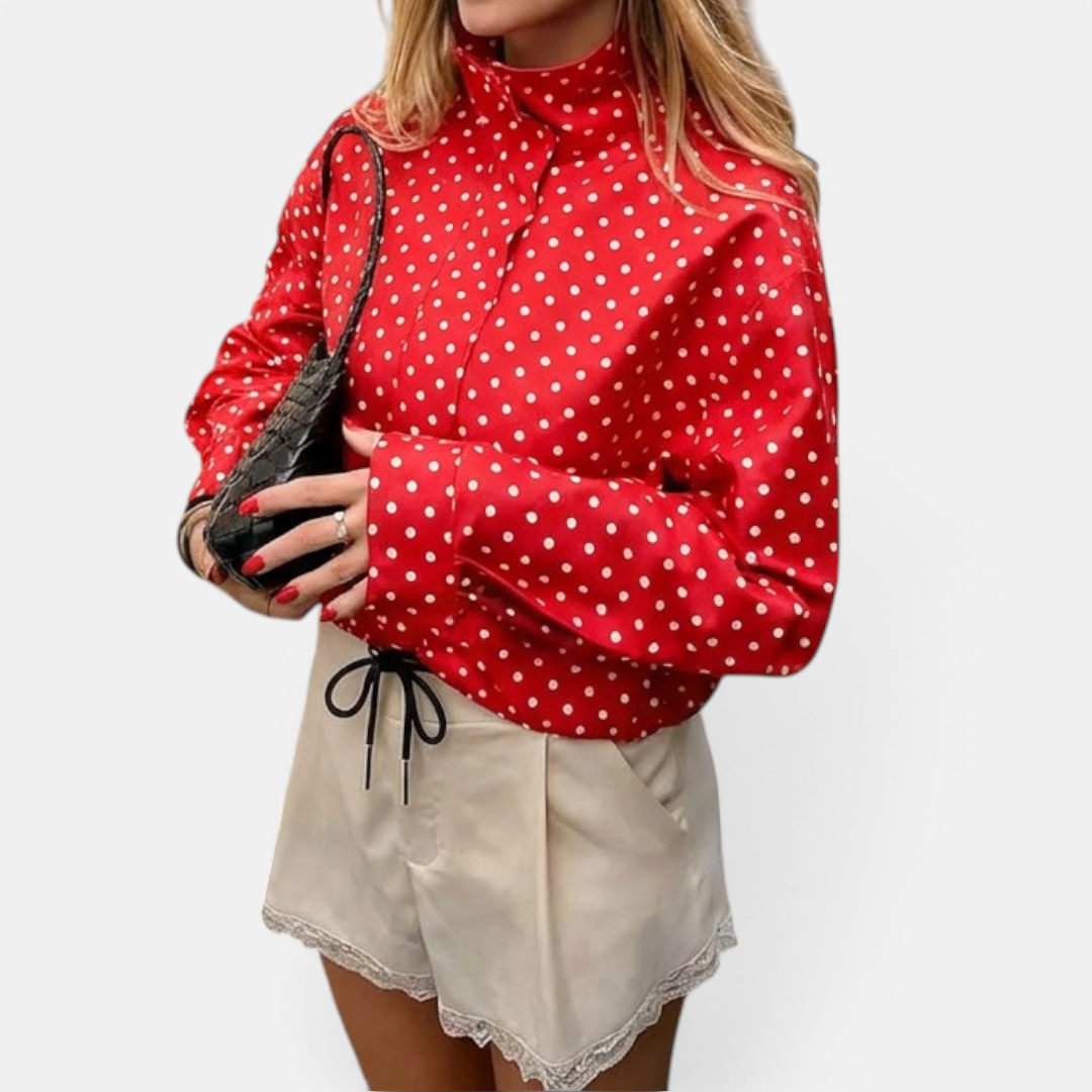 PELLA™ – Polka Dot Color-Block Blazer Jacket