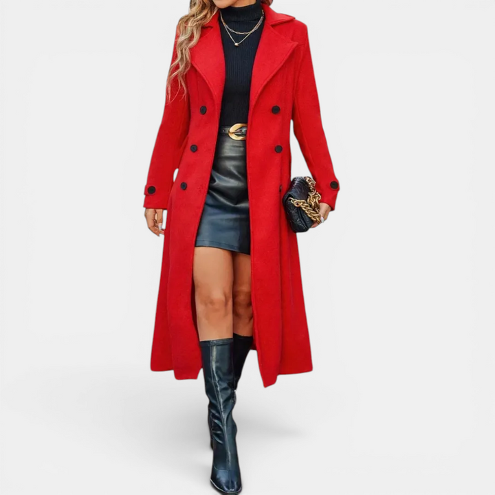 LEONILLE™ – Double-Breasted Wool Long Coat