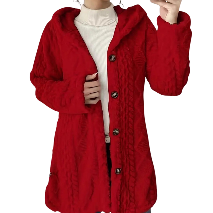 CLOVER™ | Cozy Jacquard Fuzzy Hooded Cardigan