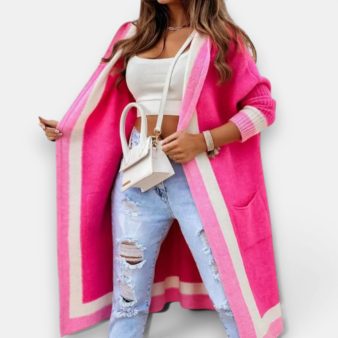 TOLVIE™ | Cozy Striped Hooded Long Cardigan