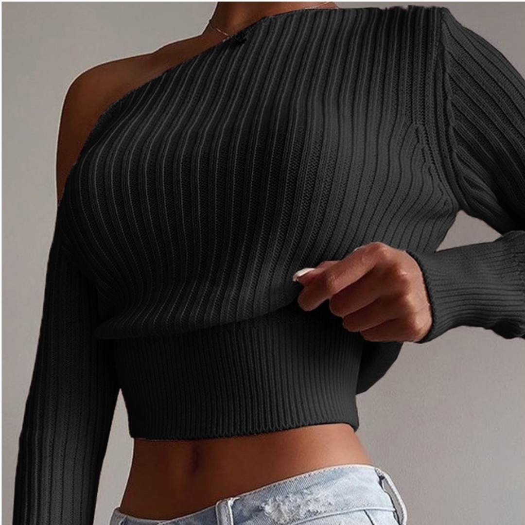 NADIA™ | Asymmetric One Shoulder Knit Sweater
