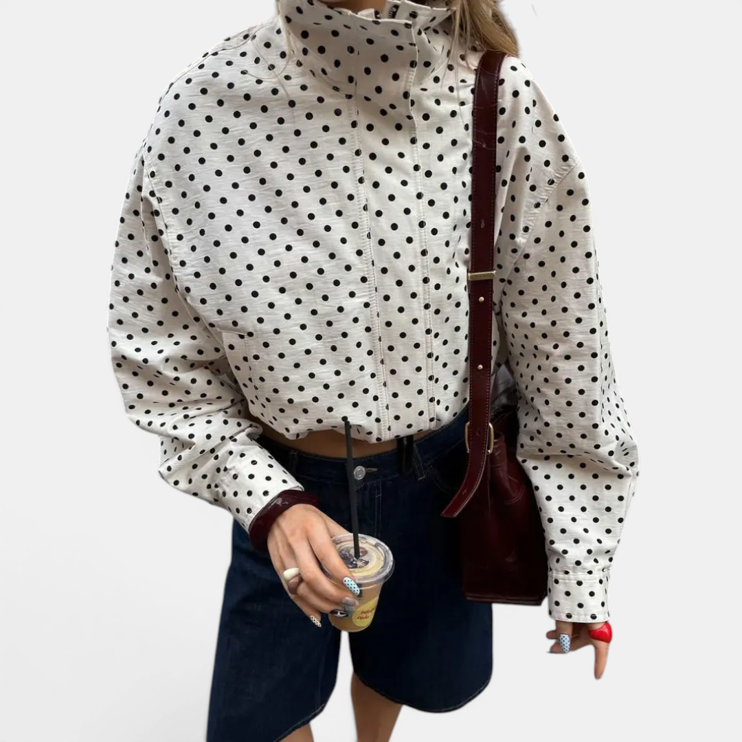 PELLA™ – Polka Dot Color-Block Blazer Jacket