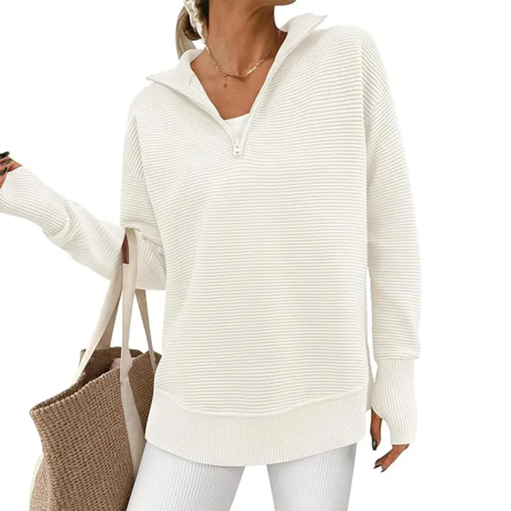 NESSA™ | Cozy Ribbed Quarter-Zip Pullover Sweater