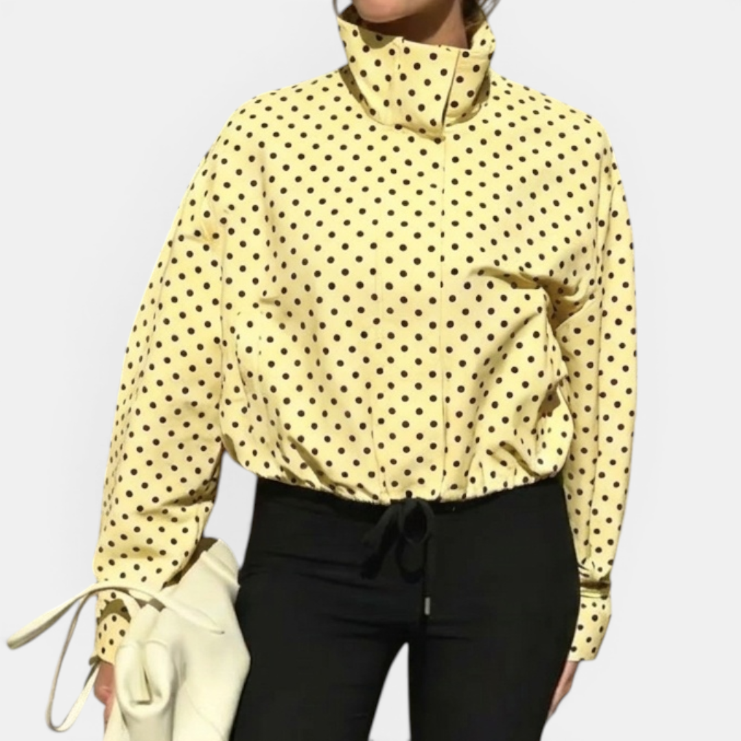 PELLA™ – Polka Dot Color-Block Blazer Jacket