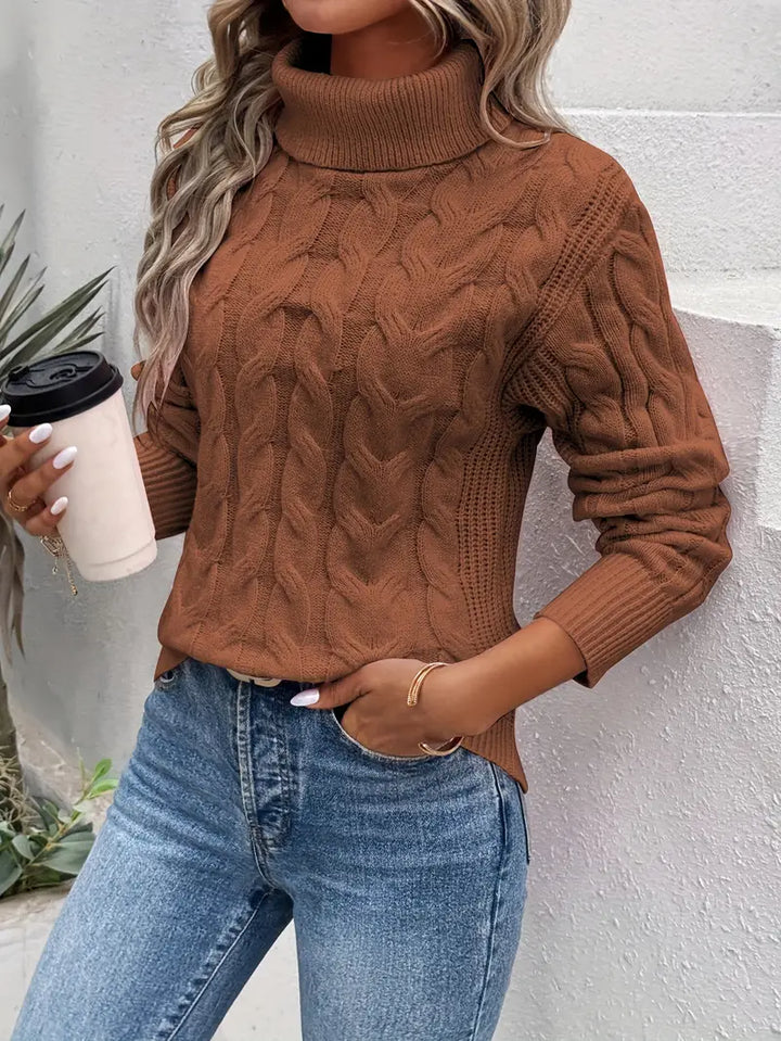 MAIKA™ | Cable Knit Turtleneck Sweater