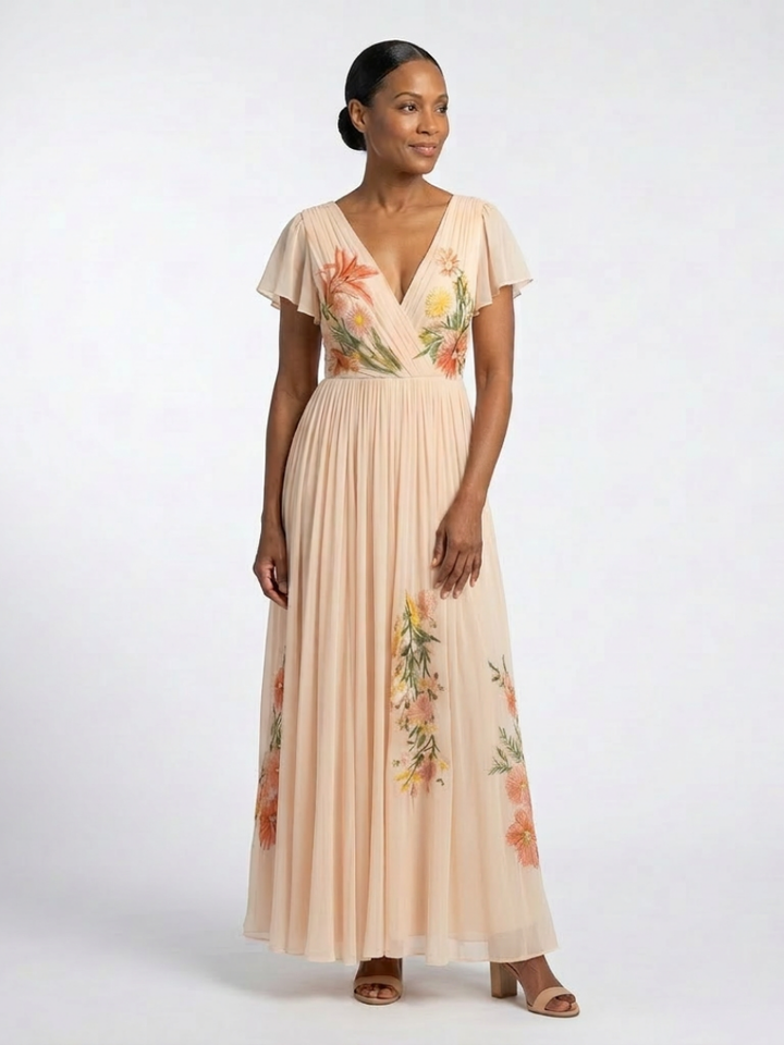 Calista | Pleated Floral Maxi Dress