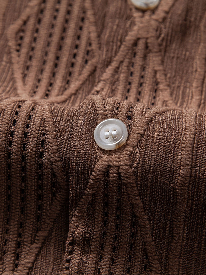 Shai | Geometrisch Jacquard Cubaanse Shirt & Rechte Linnen Broek
