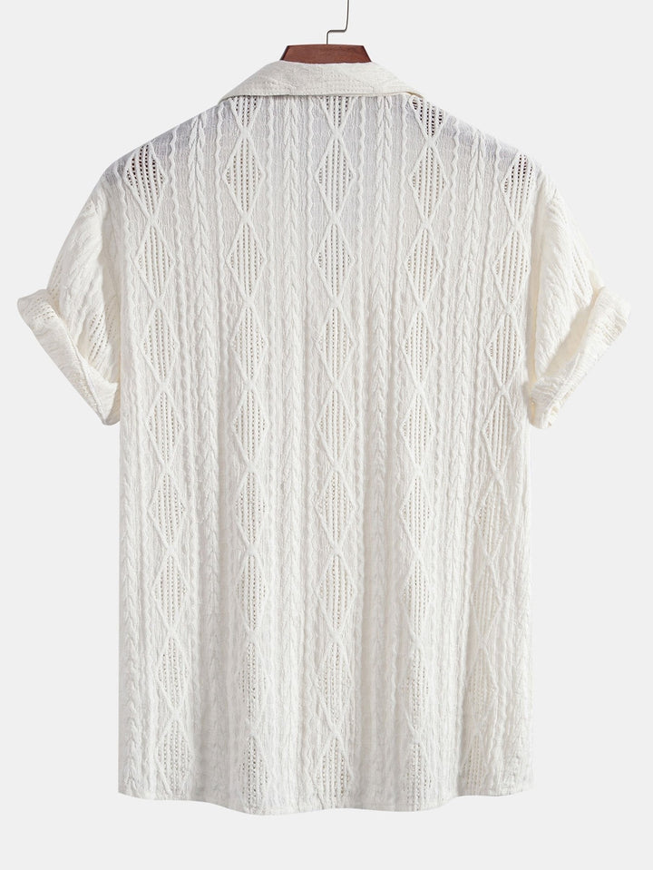 Carlos | Geometric Jacquard Cuban Shirt