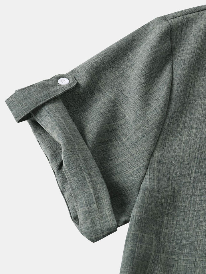 Pete | Short Sleeve Linen Henley Shirt