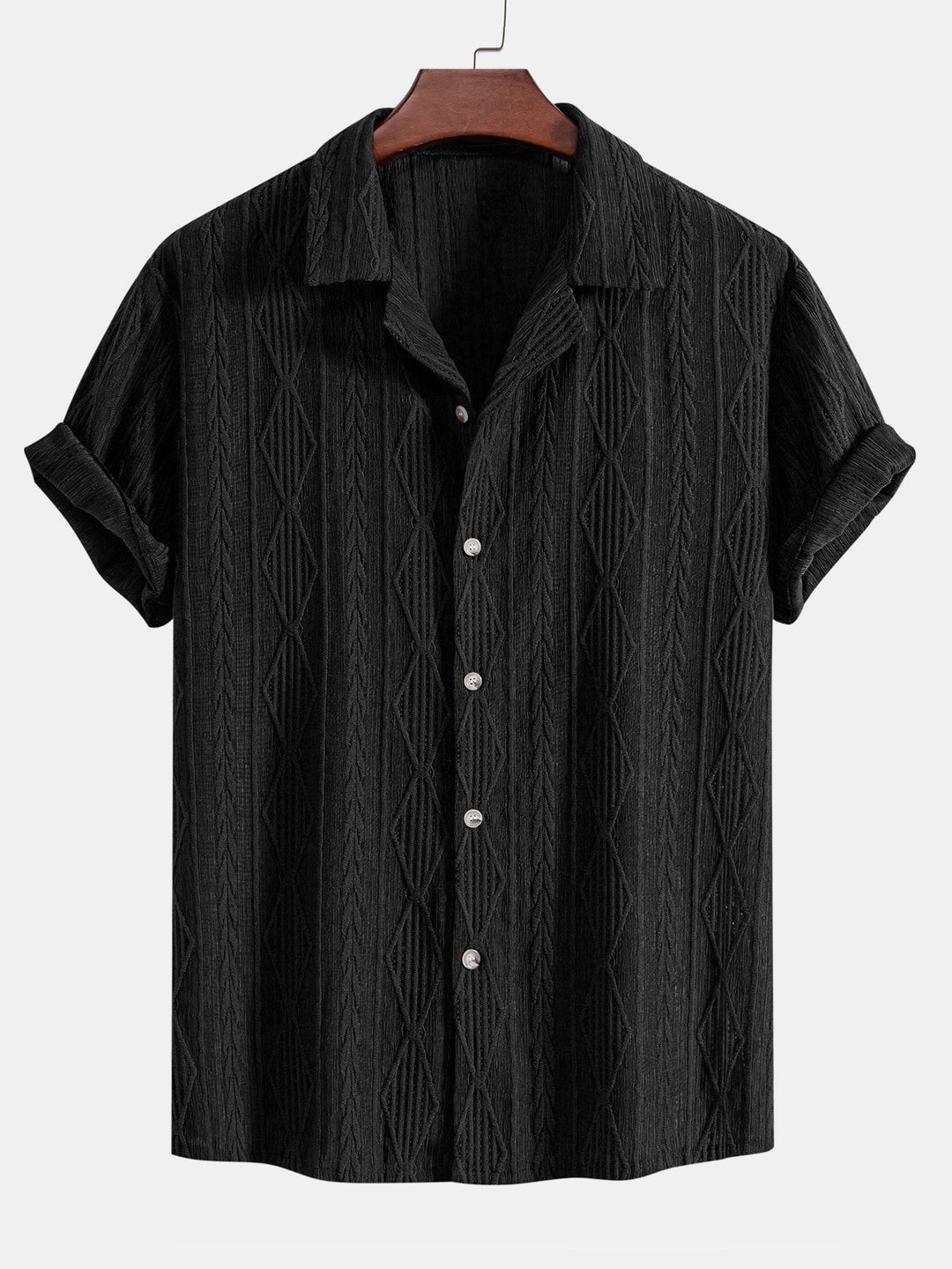 Shai | Geometrisch Jacquard Cubaanse Shirt & Rechte Linnen Broek