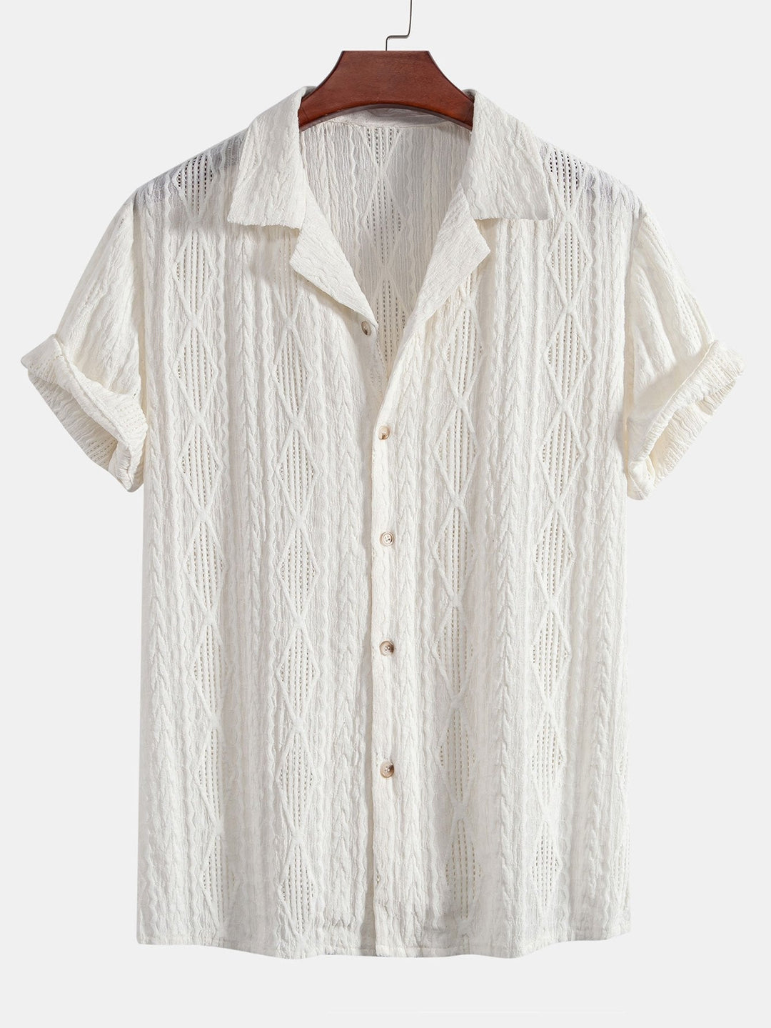 Shai | Geometrisch Jacquard Cubaanse Shirt & Rechte Linnen Broek