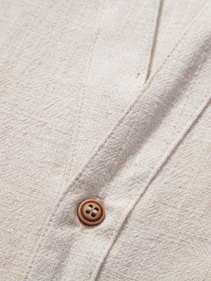 Tommy | Linen and Rayon V-Neck Short Sleeve Shirt