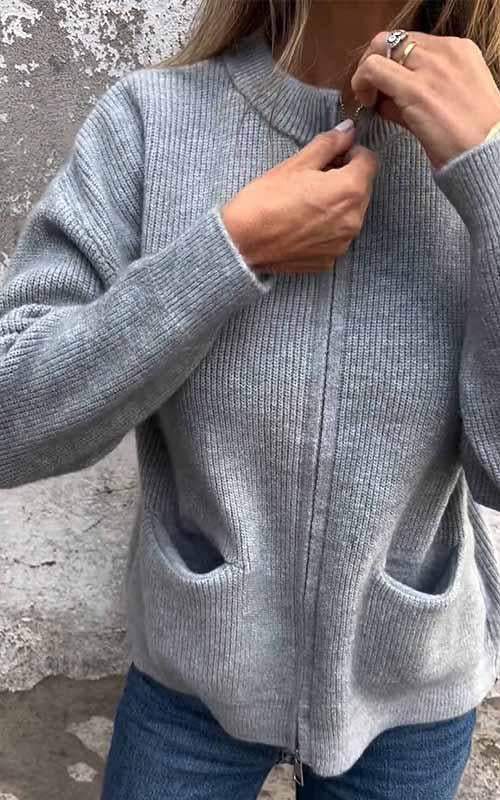 SARIA™ | Zip-Up Knit Cardigan