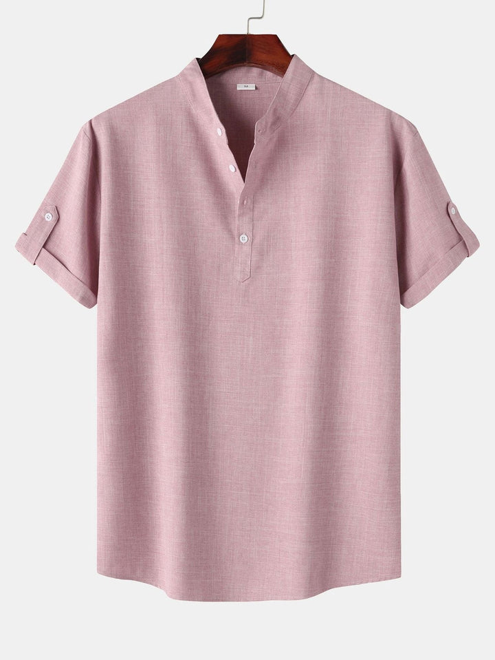 Pete | Short Sleeve Linen Henley Shirt