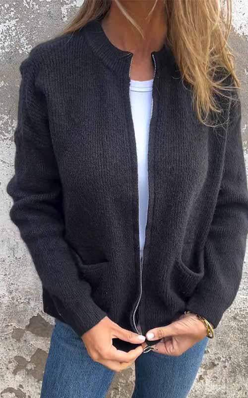 SARIA™ | Zip-Up Knit Cardigan