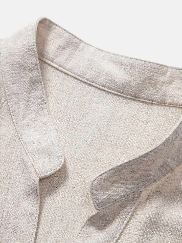 Tommy | Linen and Rayon V-Neck Short Sleeve Shirt