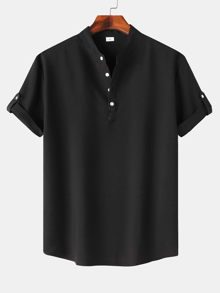 Pete | Short Sleeve Linen Henley Shirt