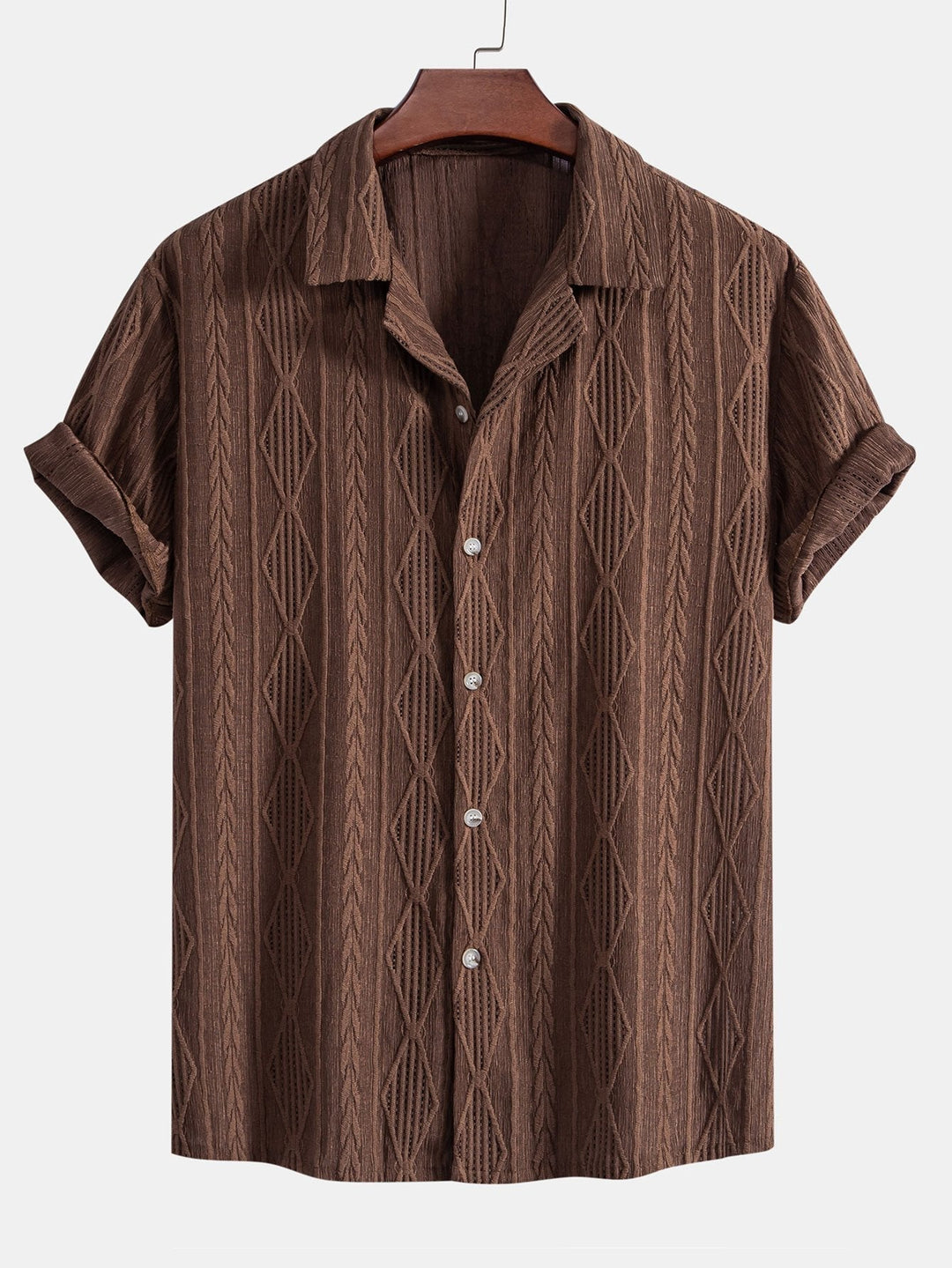 Shai | Geometrisch Jacquard Cubaanse Shirt & Rechte Linnen Broek