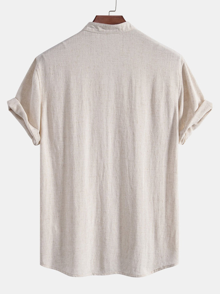 Tommy | Linen and Rayon V-Neck Short Sleeve Shirt