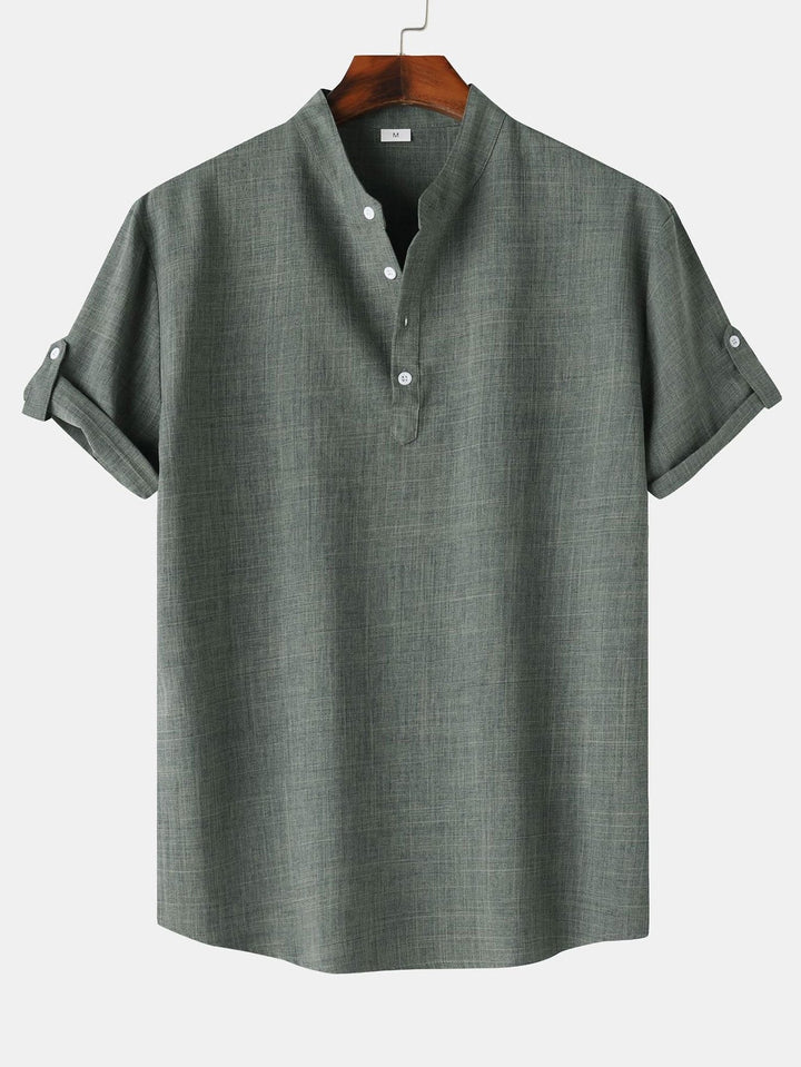 Pete | Short Sleeve Linen Henley Shirt