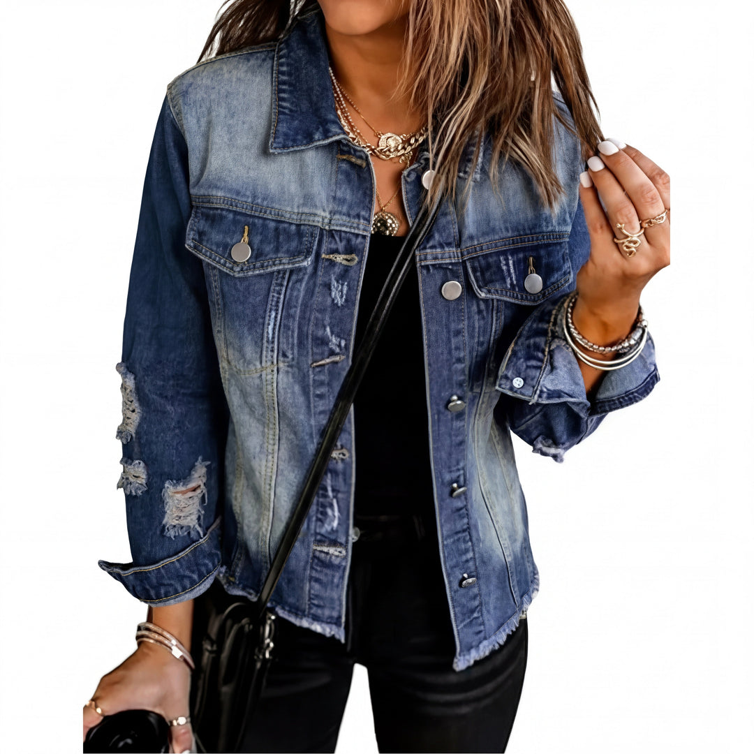 DENIM™ – Distressed Boyfriend Denim Jacket