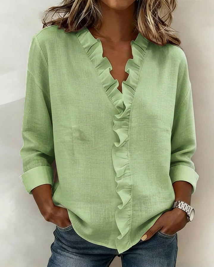 Sally | Ruffle Blouse with V-Neck