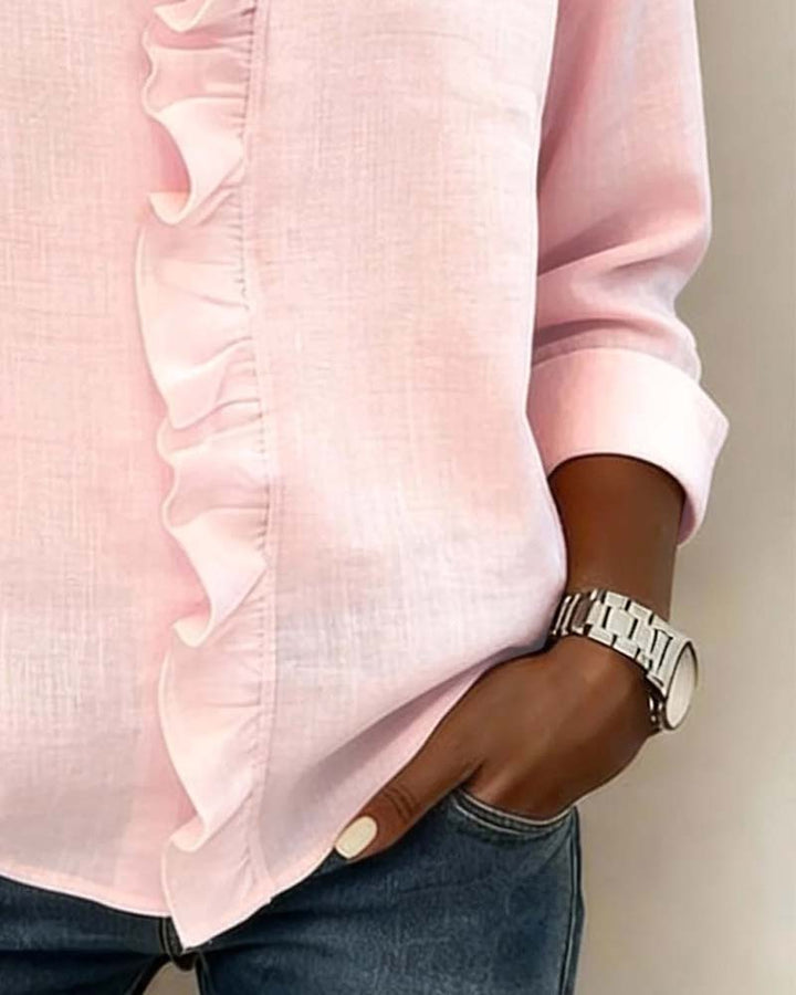 Sally | Ruffle Blouse with V-Neck