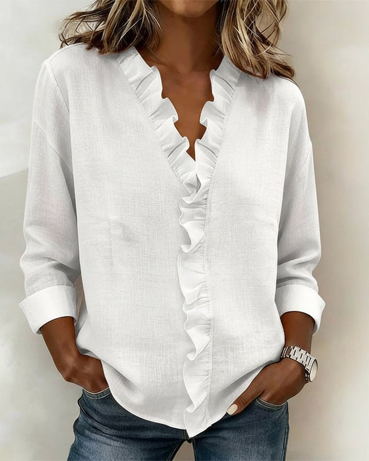 Sally | Ruffle Blouse with V-Neck