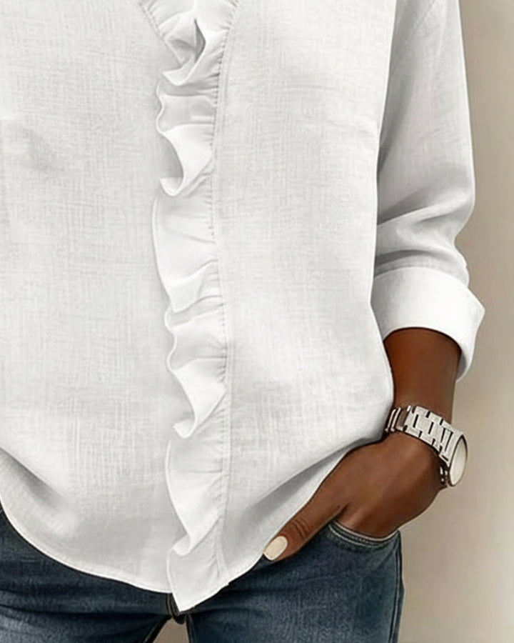 Sally | Ruffle Blouse with V-Neck