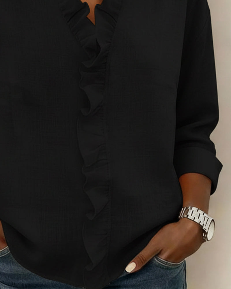 Sally | Ruffle Blouse with V-Neck