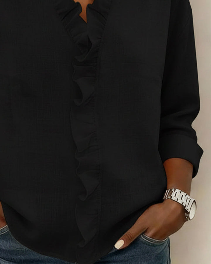 Sally | Ruffle Blouse with V-Neck