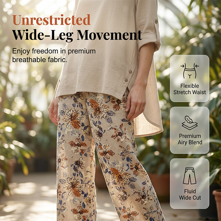Stella | Cotton-Linen Set with Tunic and Floral Pants