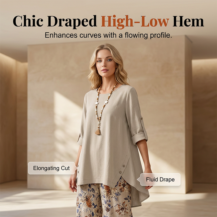 Stella | Cotton-Linen Set with Tunic and Floral Pants